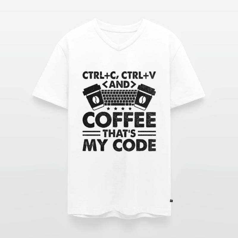 Café Codage Programmeur Codeur Développeur Nerd Coff T-shirt encolure en V Premium bio Homme
