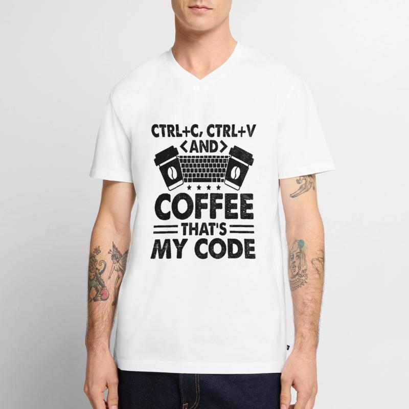 Coffee Coding Programmer Coder Developer Nerd Coff Men's Premium Organic T-shirt with V-neck