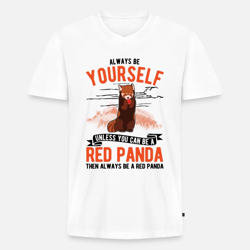 Roter Panda Geschenk Red Panda - Männer Premium Bio T-Shirt mit V-Ausschnitt - Weiß