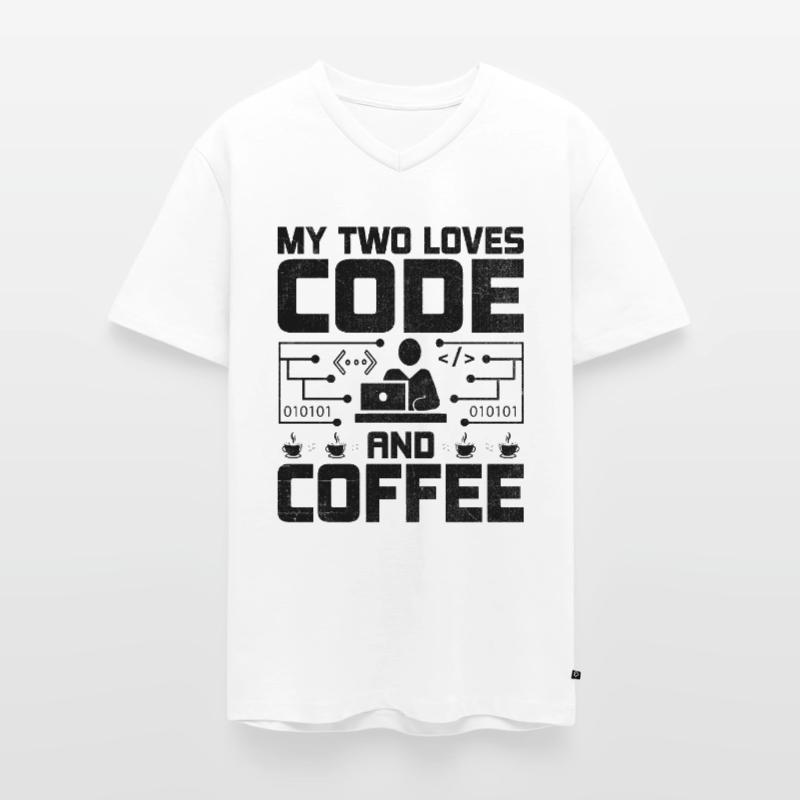 Café Codage Programmeur Codeur Développeur Nerd Coff T-shirt encolure en V Premium bio Homme