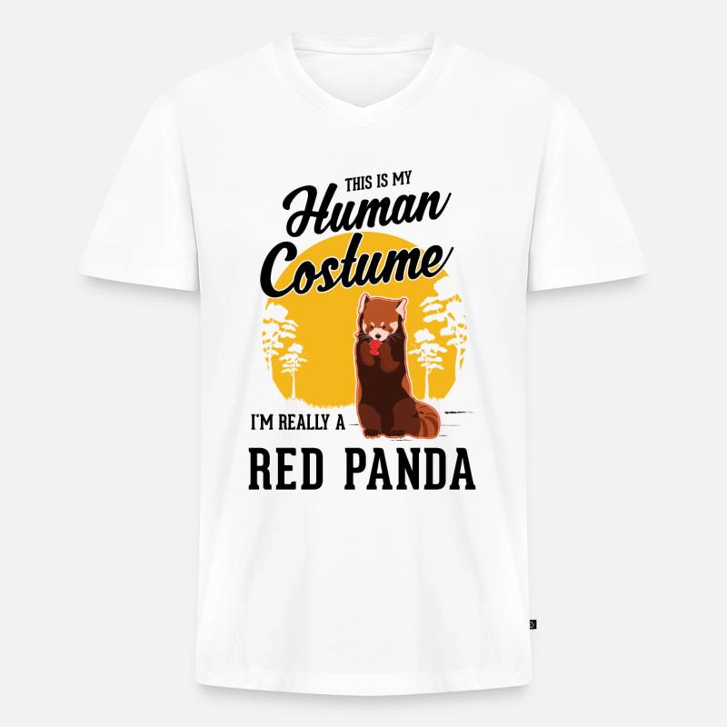 Roter Panda Geschenk Red Panda - Männer Premium Bio T-Shirt mit V-Ausschnitt - Weiß