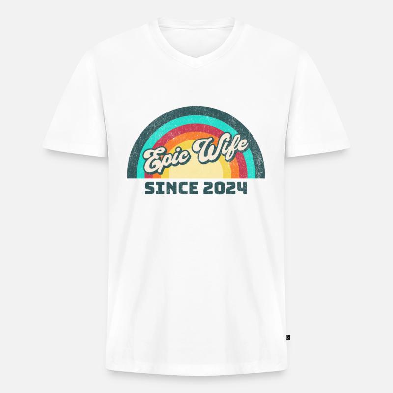 e Romantisches Episches - Männer Premium Bio T-Shirt mit V-Ausschnitt - Weiß