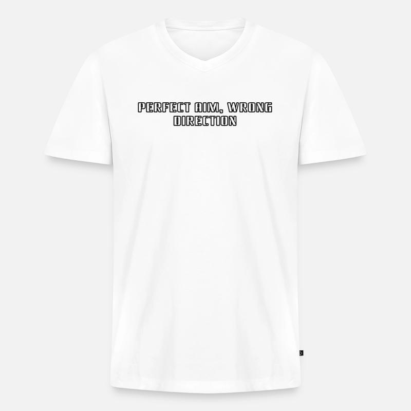 Bowling - Perfect aim, wrong direction - Männer Premium Bio T-Shirt mit V-Ausschnitt - Weiß
