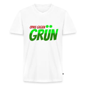 Opas gegen Grün Ironisches T-Shirt - Männer Premium Bio T-Shirt mit V-Ausschnitt - Weiß - Vorne - Nico (187cm)
