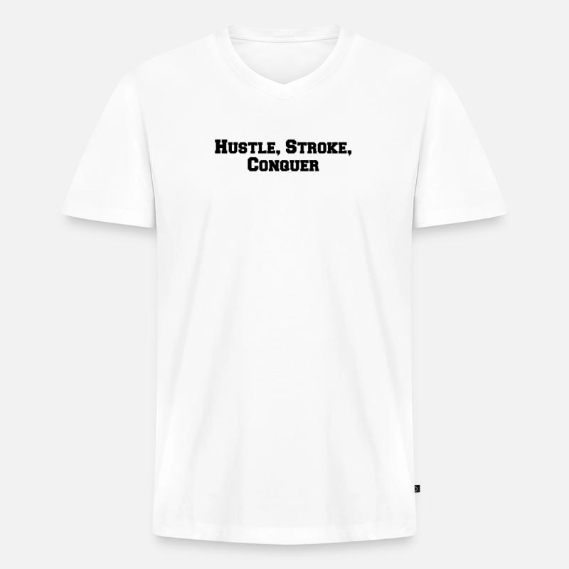 Billard - Hustle, Stroke, Conquer - Männer Premium Bio T-Shirt mit V-Ausschnitt - Weiß