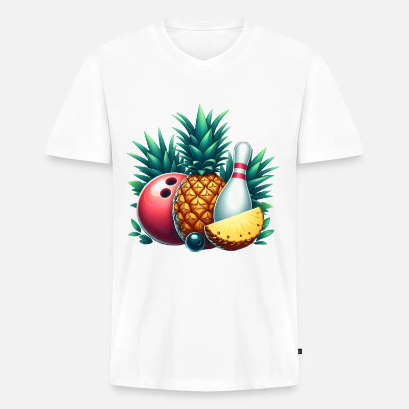 Bowlingkugel und Ananas - Männer Premium Bio T-Shirt mit V-Ausschnitt - undefined