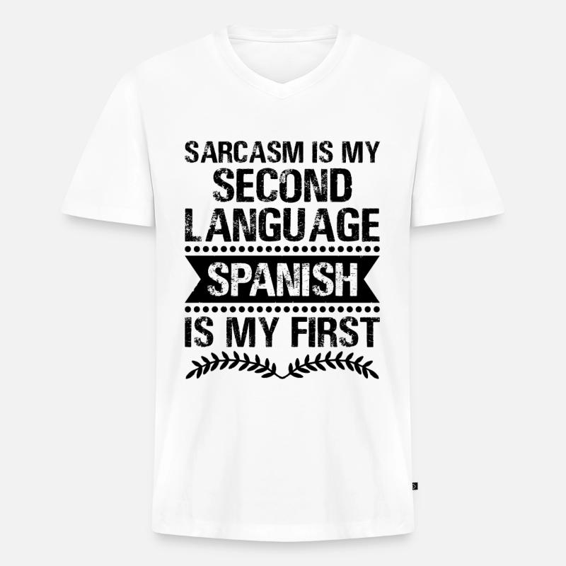 Fremdsprachenlehrer Schule Sprachlehrer - Männer Premium Bio T-Shirt mit V-Ausschnitt - Weiß