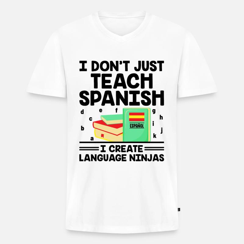 Fremdsprachenlehrer Schule Sprachlehrer - Männer Premium Bio T-Shirt mit V-Ausschnitt - Weiß