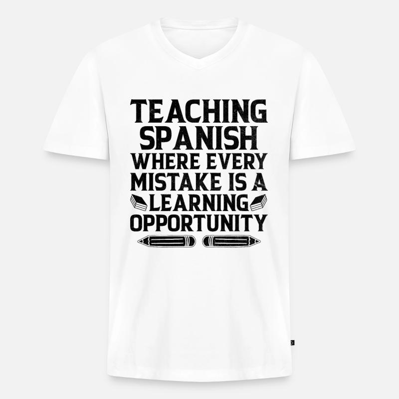 Fremdsprachenlehrer Schule Sprachlehrer - Männer Premium Bio T-Shirt mit V-Ausschnitt - Weiß