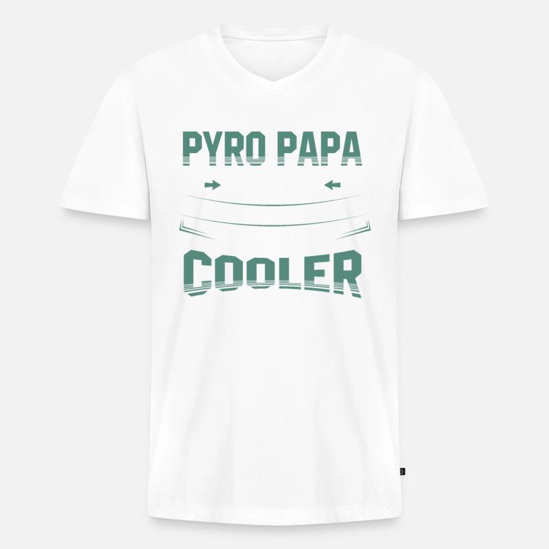 Pyro Papa Lustiges Tee - Männer Premium Bio T-Shirt mit V-Ausschnitt - Weiß