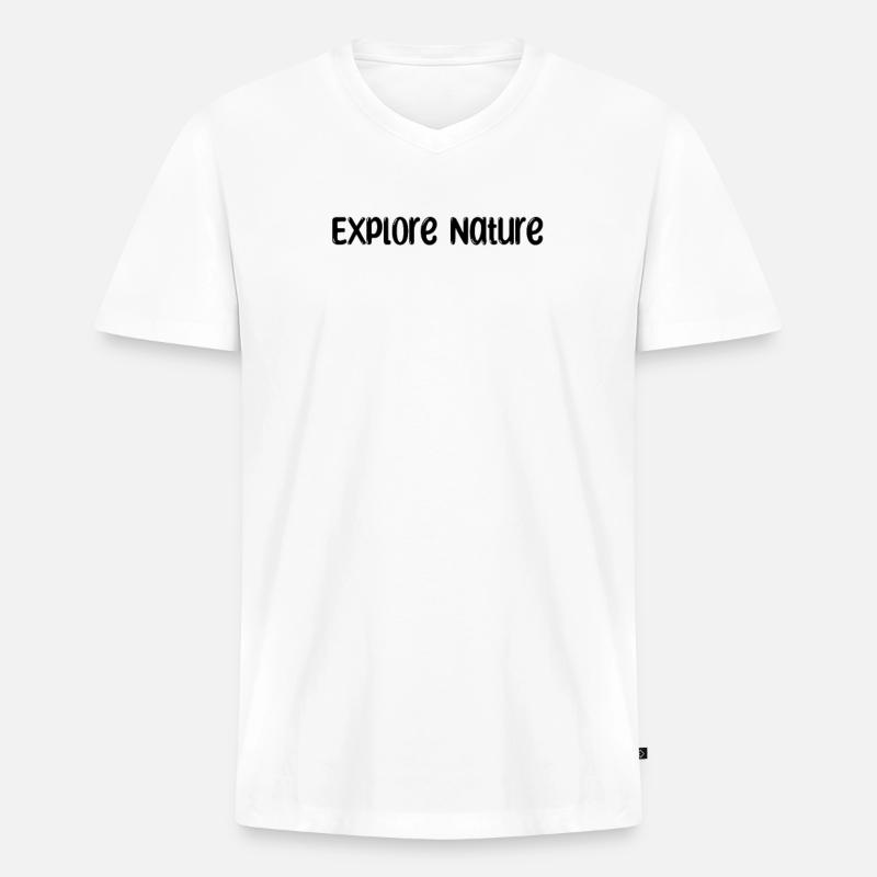 Camping - Explore Nature - Männer Premium Bio T-Shirt mit V-Ausschnitt - Weiß