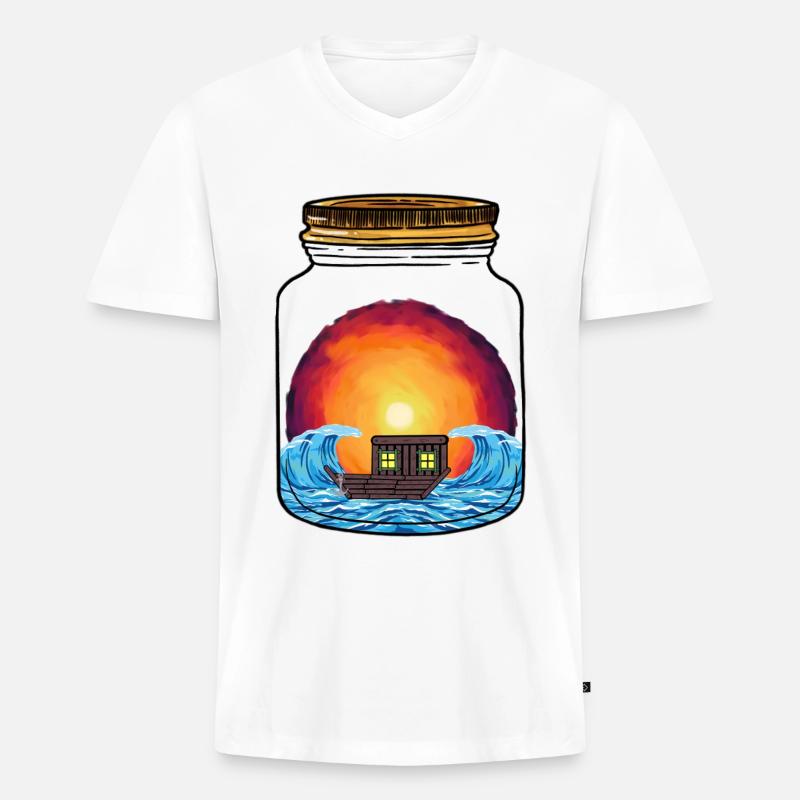 Boot Boote Schiff Schiffe - Männer Premium Bio T-Shirt mit V-Ausschnitt - Weiß