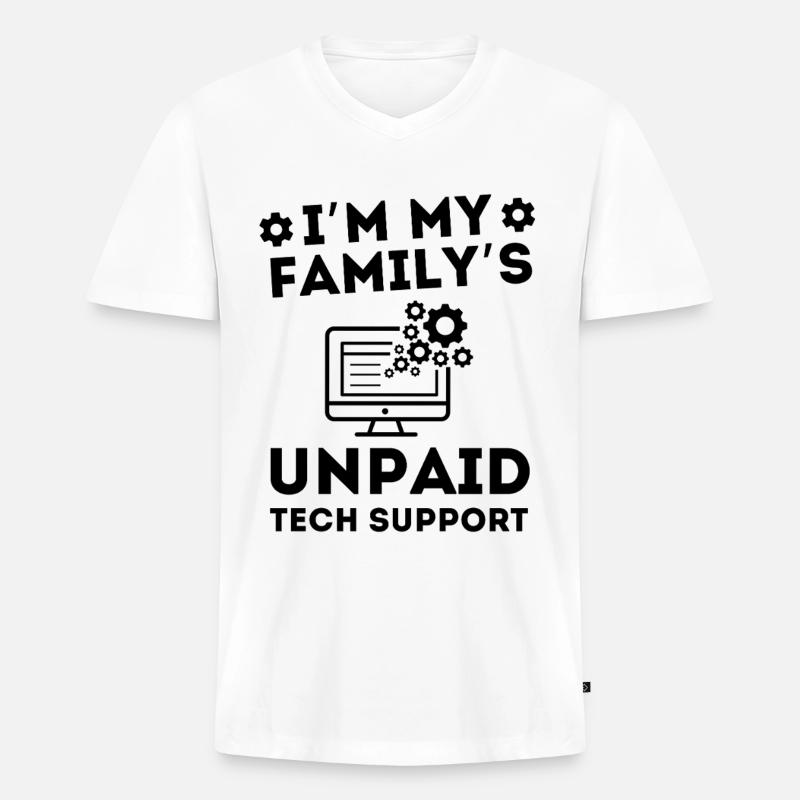 Unbezahlte Technikhilfe Familie Technik - Männer Premium Bio T-Shirt mit V-Ausschnitt - Weiß