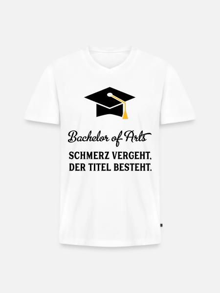 bachelorofarts - Männer Premium Bio T-Shirt mit V-Ausschnitt - Weiß