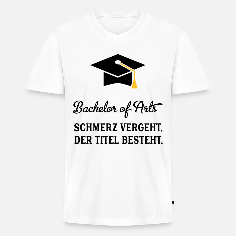 bachelorofarts - Männer Premium Bio T-Shirt mit V-Ausschnitt - Weiß