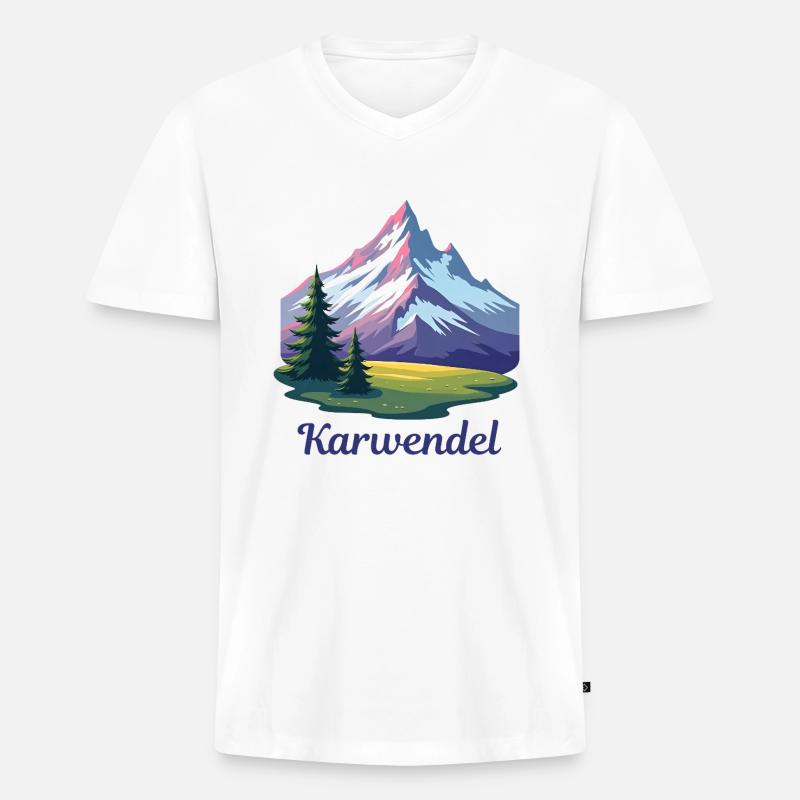 Karwendel - Männer Premium Bio T-Shirt mit V-Ausschnitt - Weiß