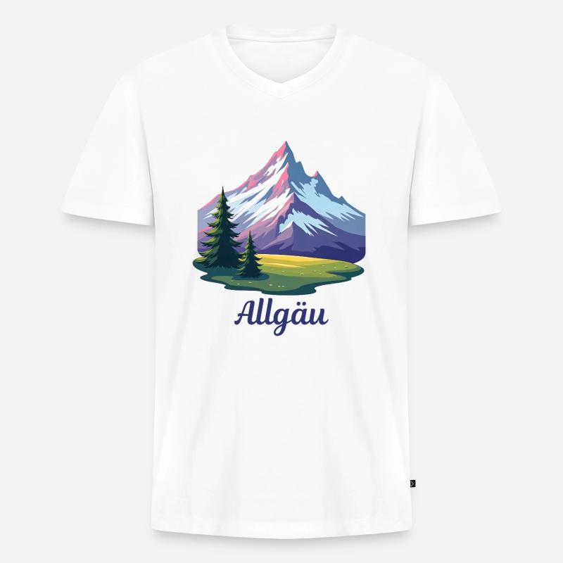 Allgäu bunt comic - Männer Premium Bio T-Shirt mit V-Ausschnitt - Weiß