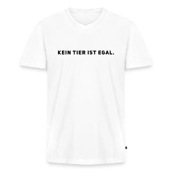 Kein Tier ist egal - Tierschutz für Veganer - Männer Premium Bio T-Shirt mit V-Ausschnitt - Weiß - Vorne - Nico (187cm)