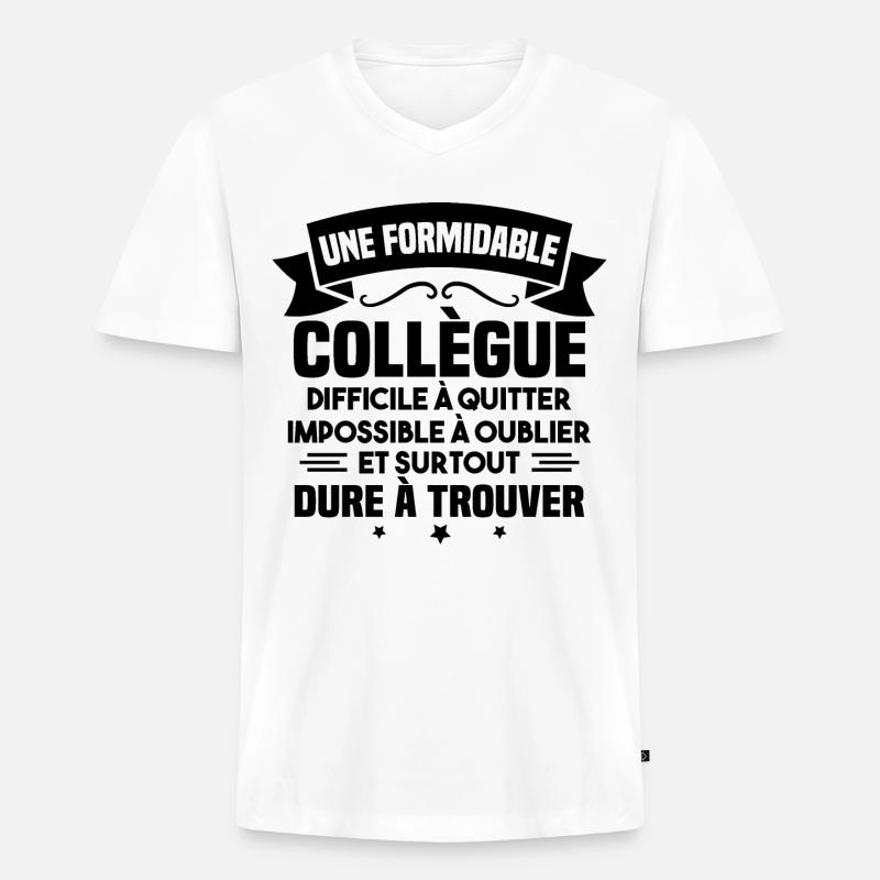 Une formidable collègue difficile - T-shirt encolure en V Premium bio Homme - blanc