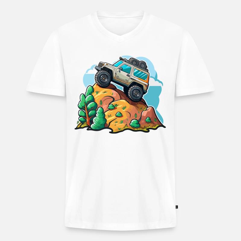 Der Offroad-Kletterer - Männer Premium Bio T-Shirt mit V-Ausschnitt - Weiß