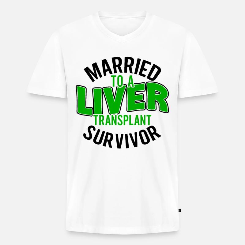 Lebertransplantation Leber-OP Organspender - Männer Premium Bio T-Shirt mit V-Ausschnitt - Weiß