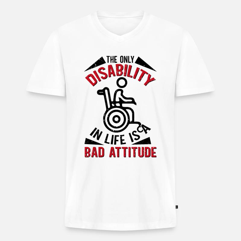 Rollstuhl Rollstuhlfahrer Beinamputation - Männer Premium Bio T-Shirt mit V-Ausschnitt - Weiß