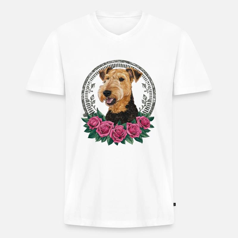 Airedale Terrier - Männer Premium Bio T-Shirt mit V-Ausschnitt - undefined