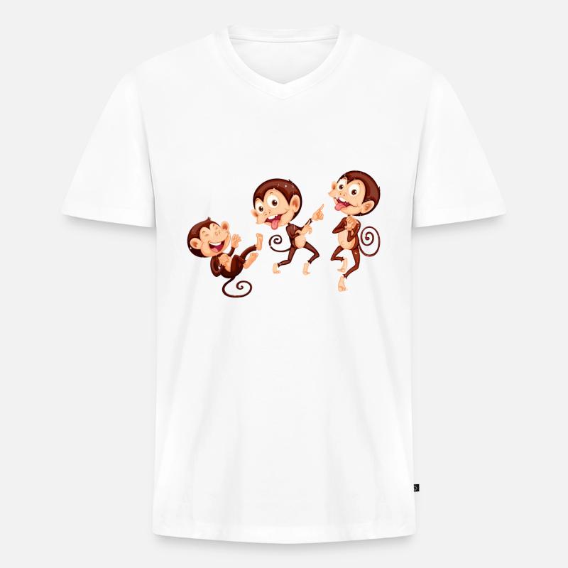 Three Monkeys. Drei Äffchen. - Männer Premium Bio T-Shirt mit V-Ausschnitt - Weiß