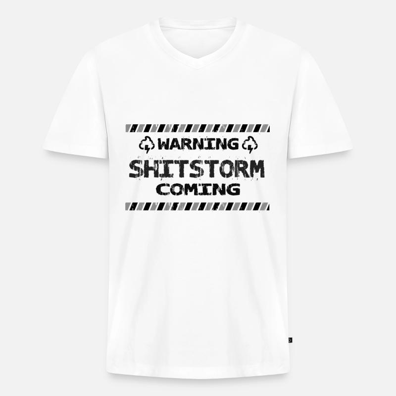 Shitstorm - Männer Premium Bio T-Shirt mit V-Ausschnitt - Weiß