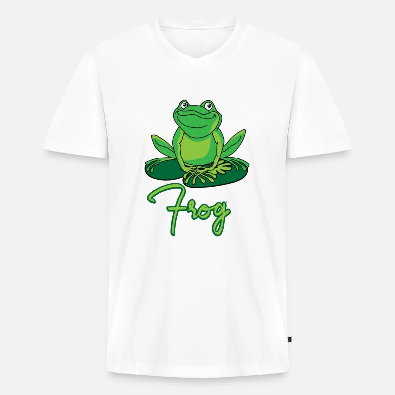 Laubfrosch - Männer Premium Bio T-Shirt mit V-Ausschnitt - Weiß