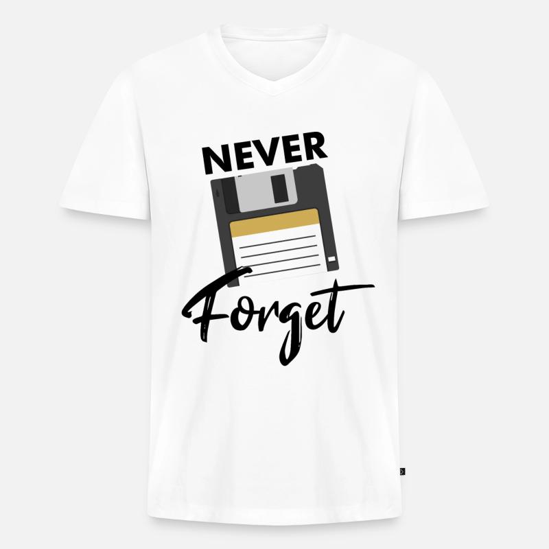 Nerd Nerds Diskette Spruch - Männer Premium Bio T-Shirt mit V-Ausschnitt - Weiß
