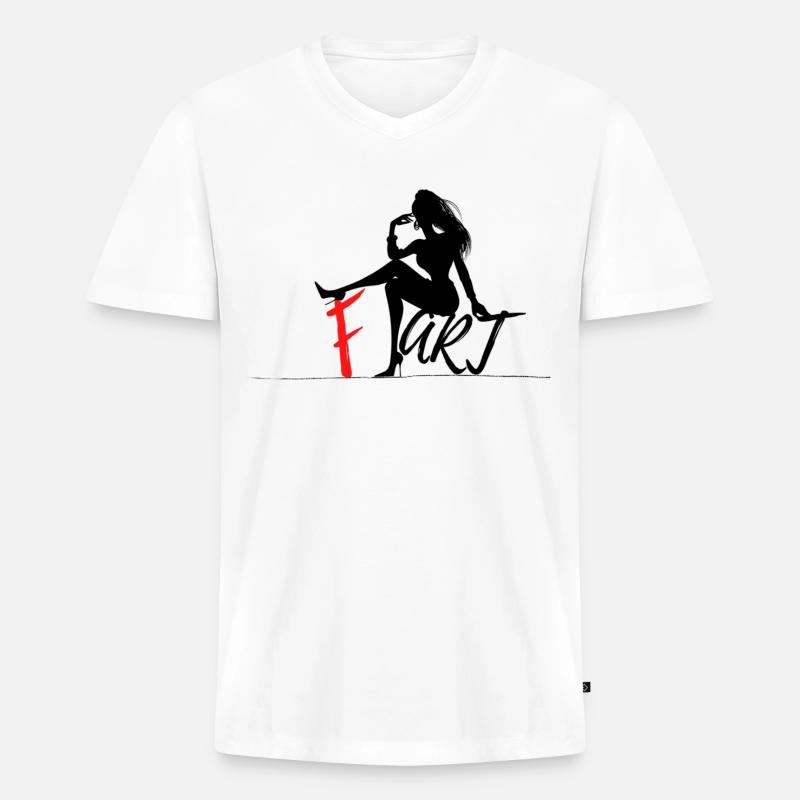 F. Art - Cooler Print - Männer Premium Bio T-Shirt mit V-Ausschnitt - Weiß