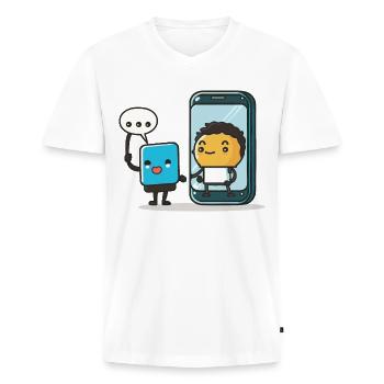 Smart Living - Men's Premium Organic T-shirt with V-neck - white - Front - Nico (187cm)