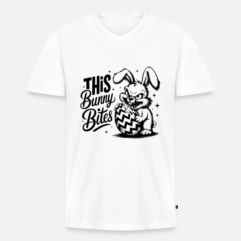 This Bunny Bites - Männer Premium Bio T-Shirt mit V-Ausschnitt - Weiß
