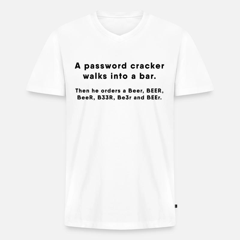 Hacker - Passwort Cracker - Männer Premium Bio T-Shirt mit V-Ausschnitt - Weiß