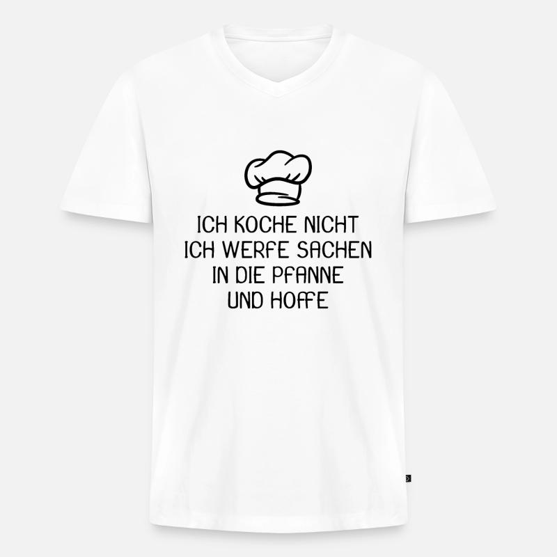 Koch Kochen Spruch lustig - Männer Premium Bio T-Shirt mit V-Ausschnitt - Weiß