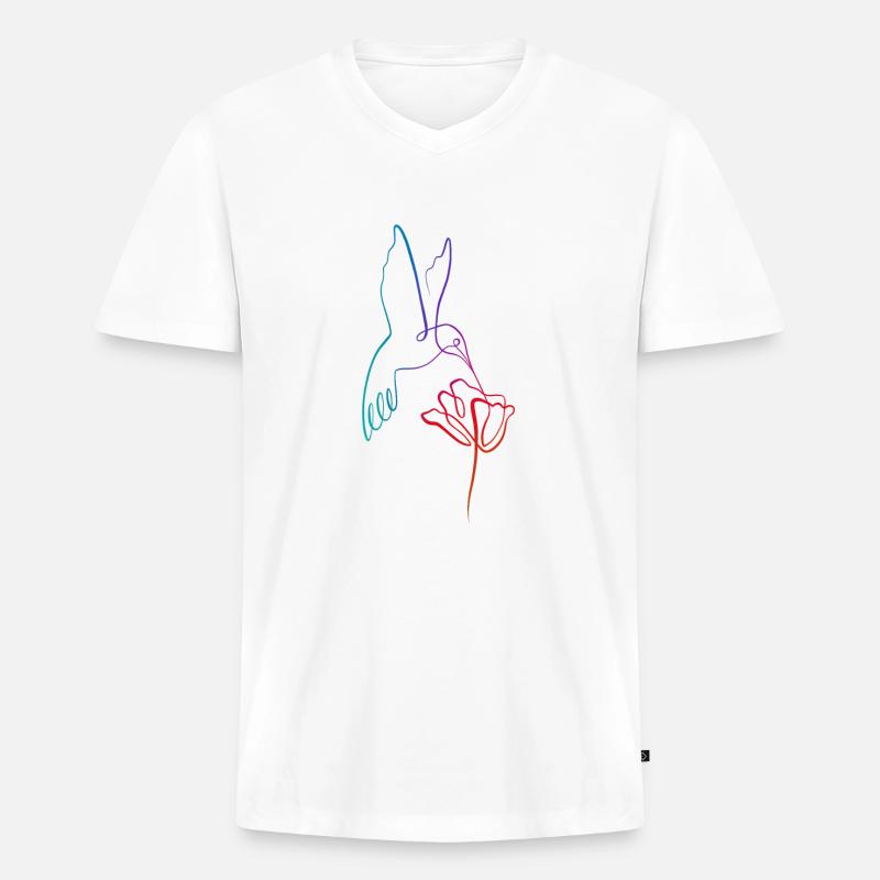 Kolibri-Futterkunst - Männer Premium Bio T-Shirt mit V-Ausschnitt - Weiß
