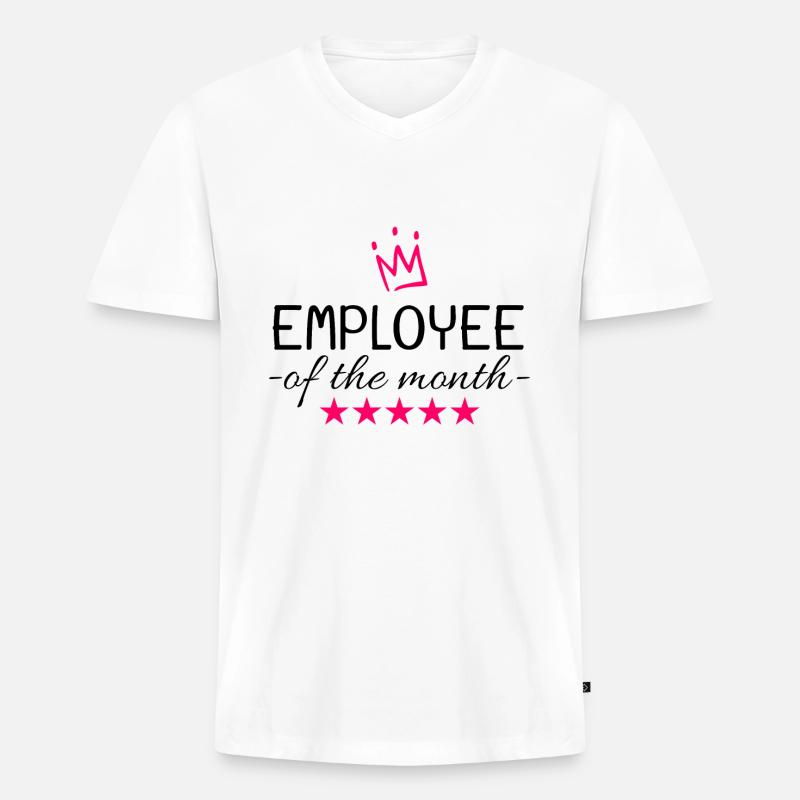 Mitarbeiter des Monats Geschenk - Männer Premium Bio T-Shirt mit V-Ausschnitt - Weiß