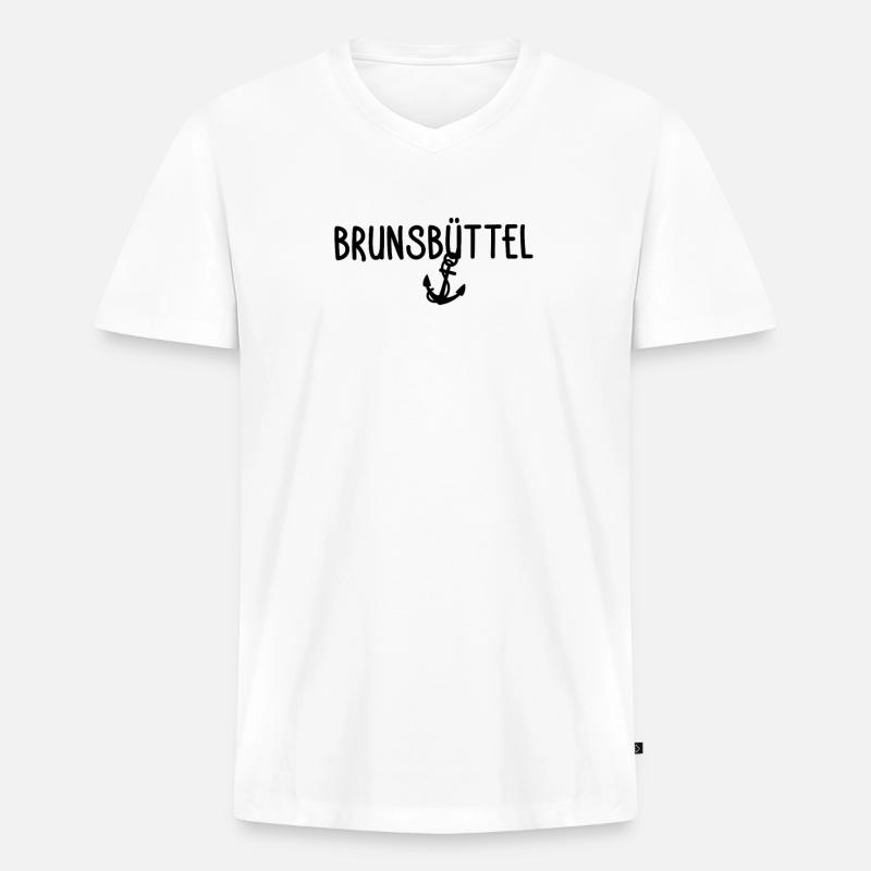 Brunsbüttel - Männer Premium Bio T-Shirt mit V-Ausschnitt - Weiß