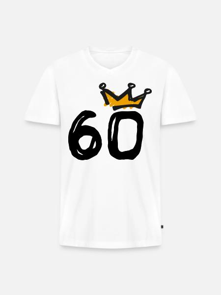 60th birthday Krone - Men's Premium Organic T-shirt with V-neck - white
