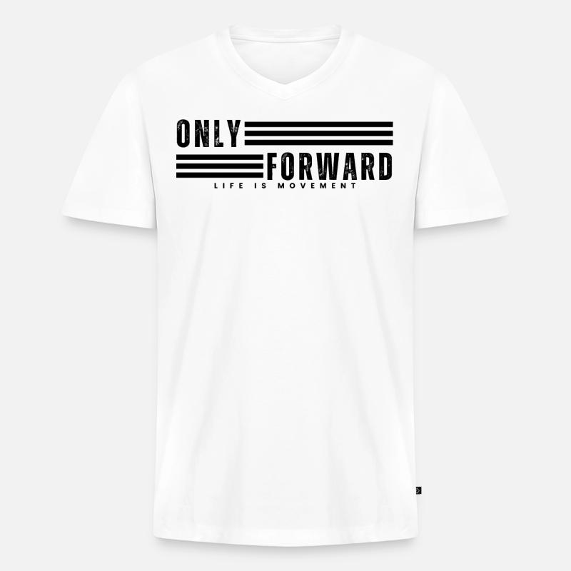 ONLY FORWARD - Männer Premium Bio T-Shirt mit V-Ausschnitt - Weiß