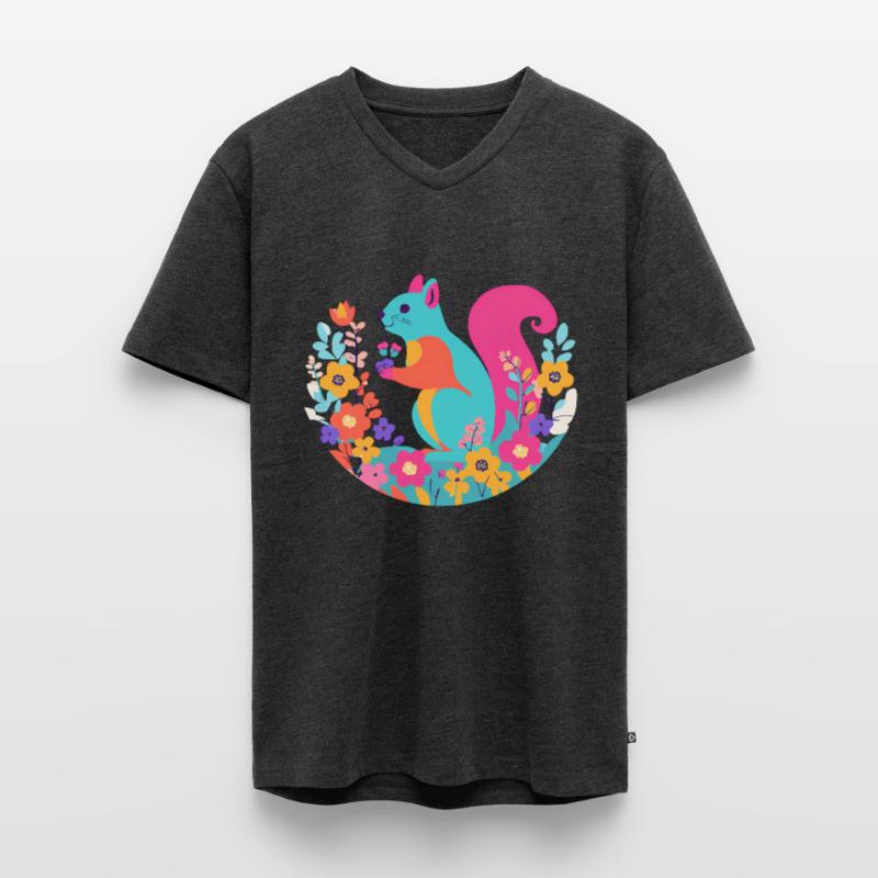Multi Colored Squirrel Men's Premium Organic T-shirt with V-neck