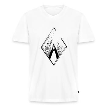 Wüste Kaktus Geschenk Fineliner Straße Sonne Sand - Männer Premium Bio T-Shirt mit V-Ausschnitt - Weiß - Vorne - Nico (187cm)