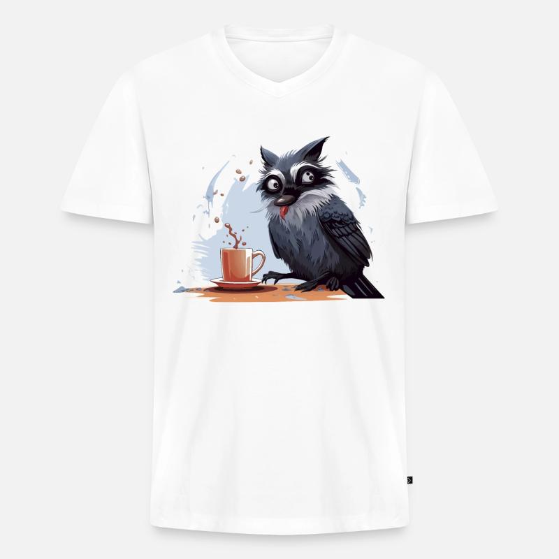 Der Koffein-Eindringling - Männer Premium Bio T-Shirt mit V-Ausschnitt - Weiß