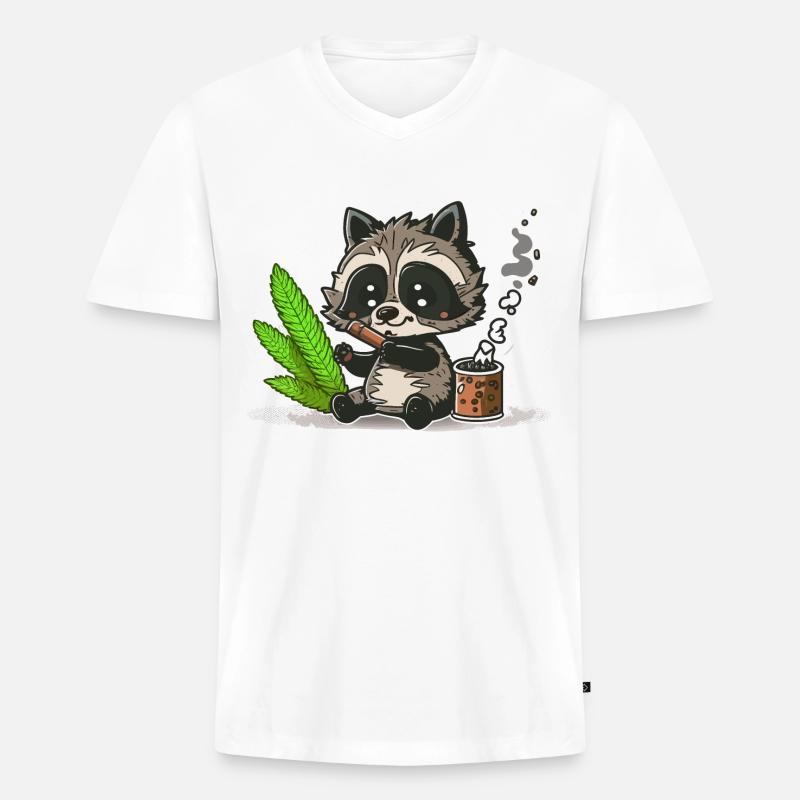Gemeinsamer rollender Waschbär - Männer Premium Bio T-Shirt mit V-Ausschnitt - Weiß