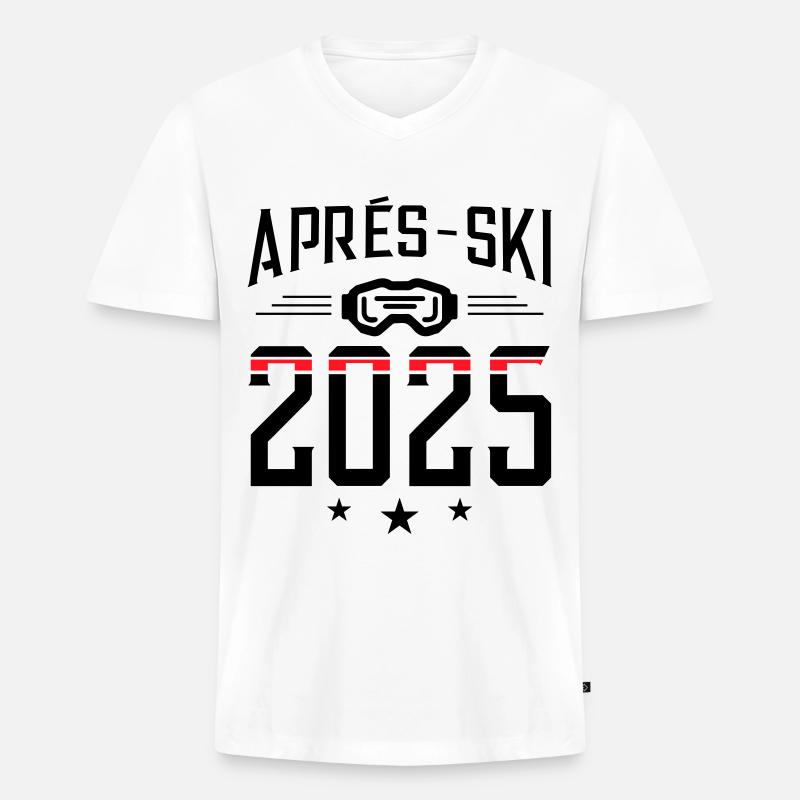 Apres Ski 2025 - Männer Premium Bio T-Shirt mit V-Ausschnitt - Weiß