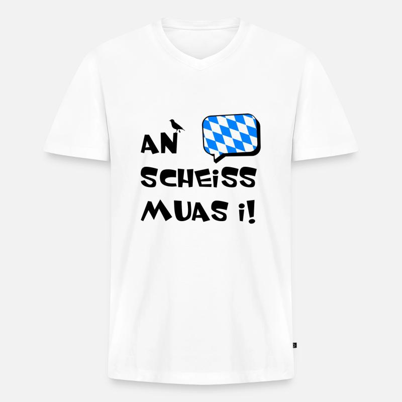 An scheiss muas i - Männer Premium Bio T-Shirt mit V-Ausschnitt - Weiß