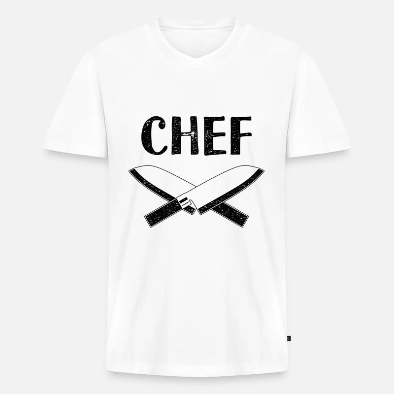 Küchenchef Restaurant Gastronomie - Männer Premium Bio T-Shirt mit V-Ausschnitt - Weiß