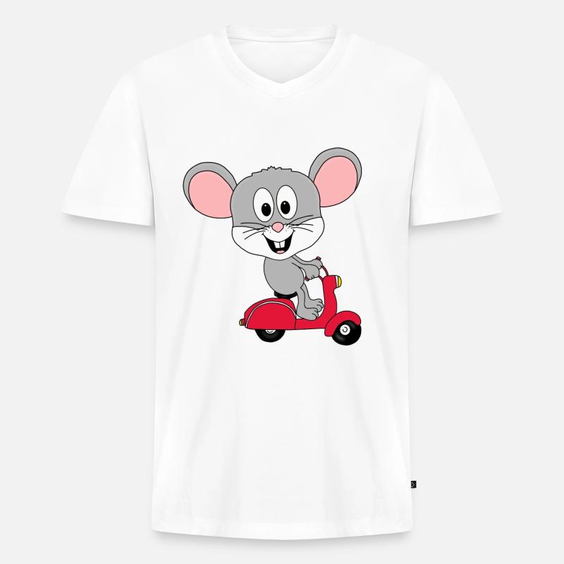 ROLLER - MAUS - TIER - KIND - BABY - Männer Premium Bio T-Shirt mit V-Ausschnitt - Weiß