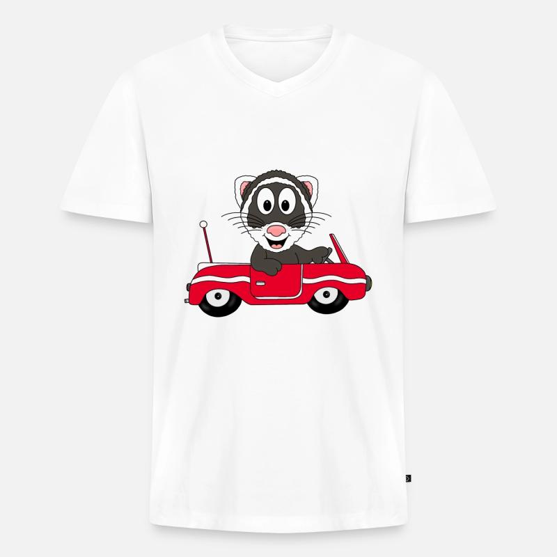 FRETTCHEN - AUTO - AUTOFAHRER - TIER - FUN - Männer Premium Bio T-Shirt mit V-Ausschnitt - Weiß